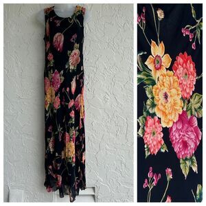 Vintage Dress Women Medium Maxi Floral Sleeveless Y2K Sequin Rayon India